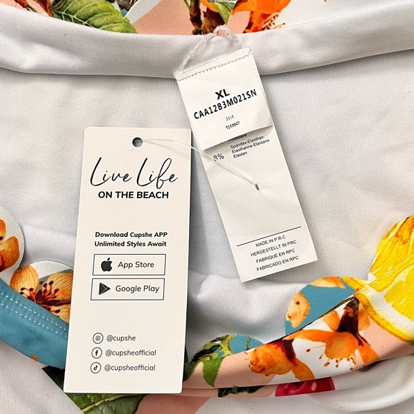 Cupshe Bikini One Shoulder Bralette Swimsuit XL New - Picture 4 of 7